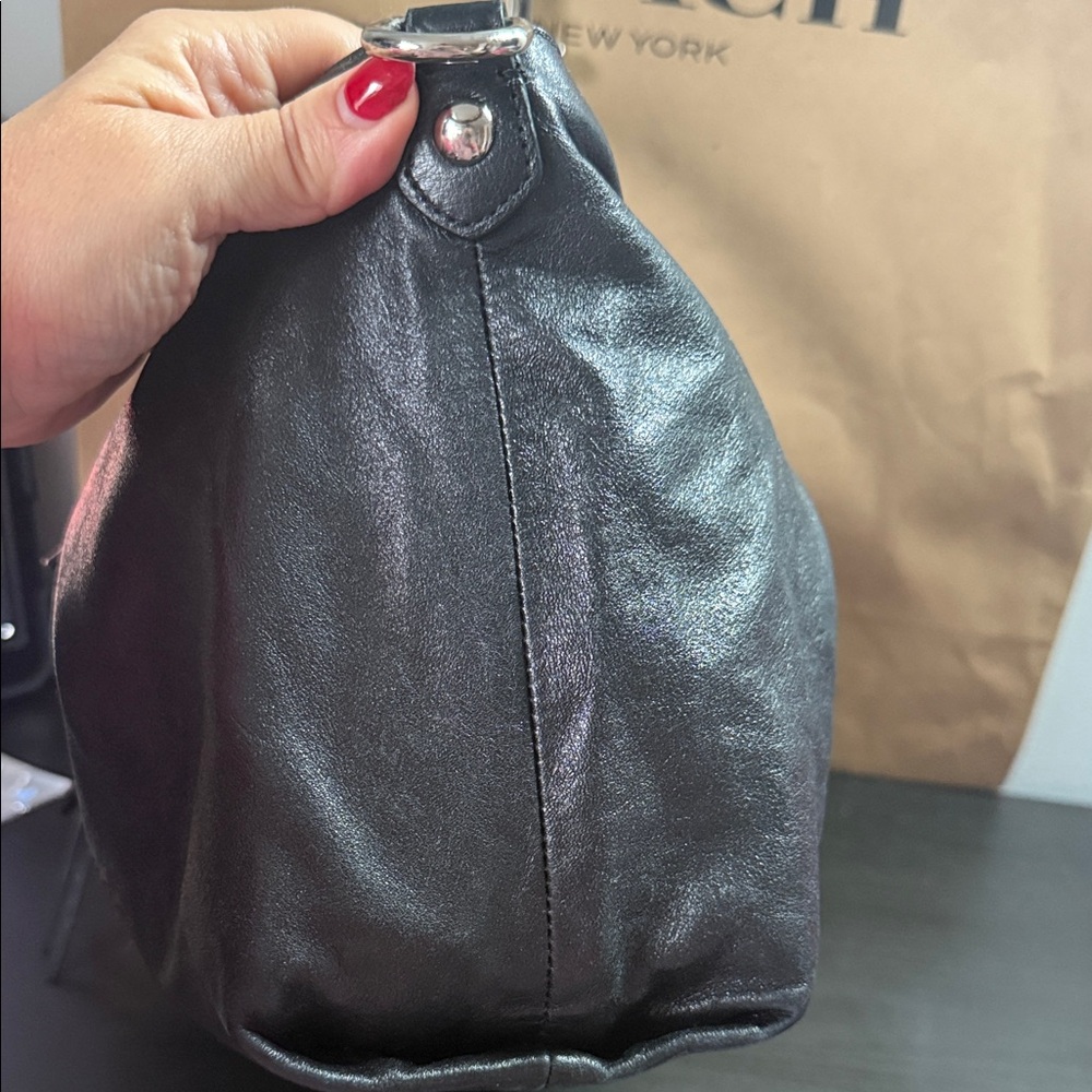 Coach Poppy Legacy Satchel Black Metallic Leather Bag - Picture 9 of 15
